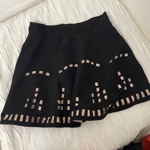 Kiwi Tucker (LF Stores) Black Faux Suede Skater Skirt